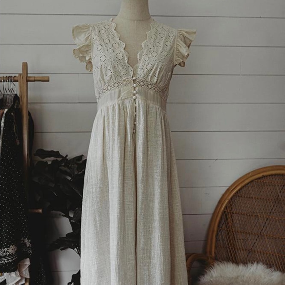 Anthropologie Vintage Cream cotton dress